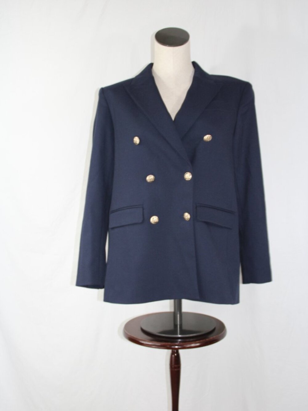 Talbots Woman's Navy Blue Blazer Gold Buttons Double Breasted Preppy  Size 2P